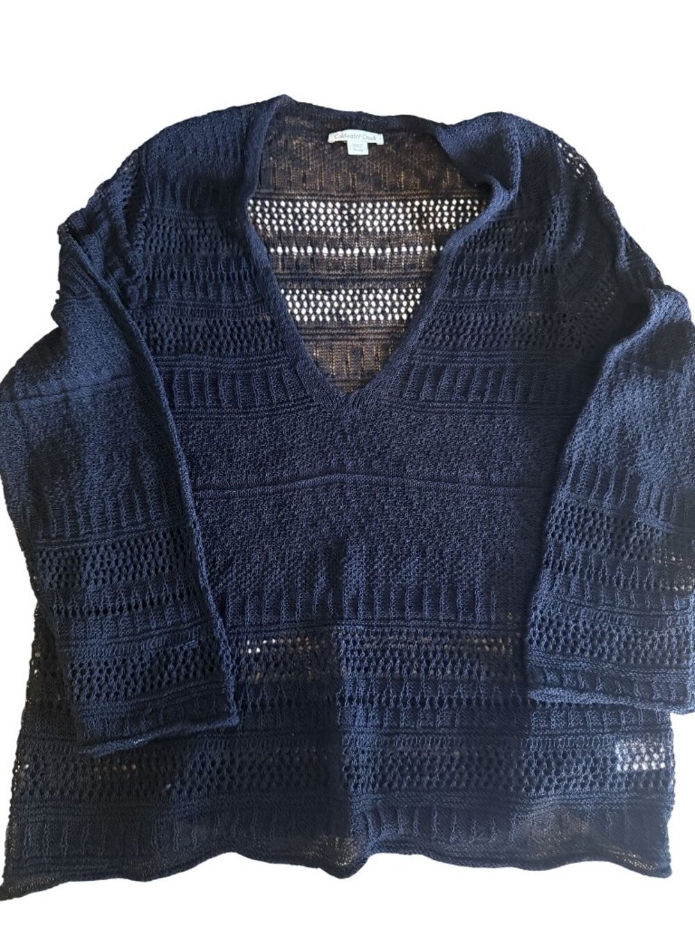 Coldwater Creek Womens Black Loose Knit V-Neck Sweater XL